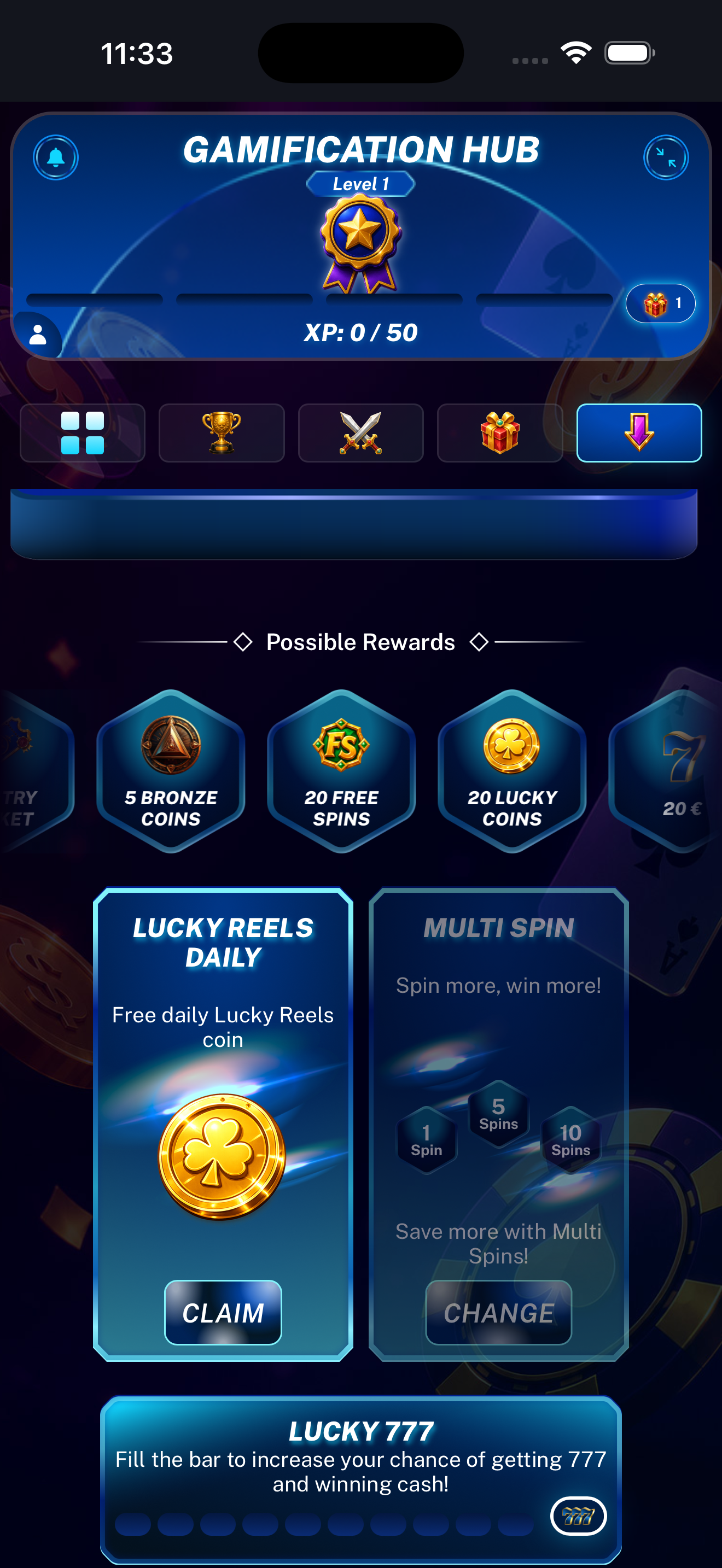 Additional Lucky Reels landing page displayed on a mobile phone